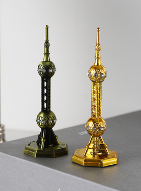 上海东方明珠金属塔建筑模型摆件
