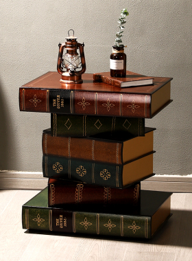 复古仿真书假书小桌子床头收纳柜