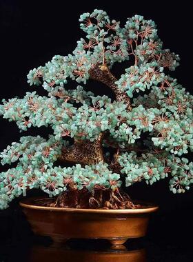 天然黄水晶加密招财树电视柜摆件橄榄紫粉客厅酒柜办公室开业礼品