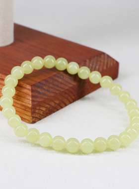 和田玉黄口6mm单圈手串无裂无棉