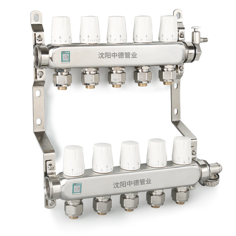 兴中德304不锈钢大流量分水器地暖家用地热暖气阀门配件4路5路6路