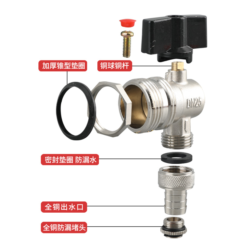 兴中德地热分水器放水阀暖气片放水阀排污阀排水阀放水神器6分1寸 - 图1