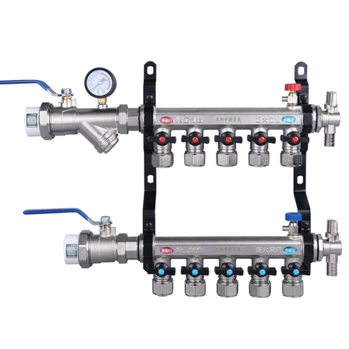 兴中德全铜一体大流量家用地暖分水器地热地暖管地热管集分水器