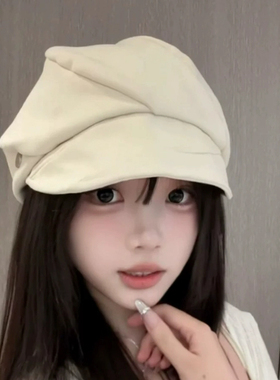 2025新款褶皱云朵帽韩版八角帽