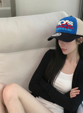 潮牌拼色显脸小遮阳鸭舌帽女款