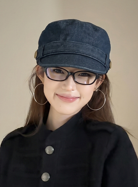 英伦复古牛仔短檐马术帽女显脸小
