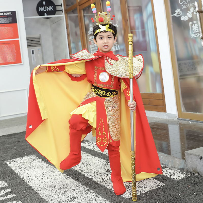 新款元旦孙悟空儿童服装齐天大圣美猴王表演孙悟空衣服刺绣套装演-图2