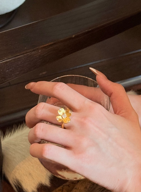 罗曼花戒指幸运之花轻奢复古小众设计精致气质指环女款