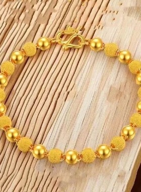 沙金手链可调节光珠磨砂珠转运轻奢气质闺蜜礼物