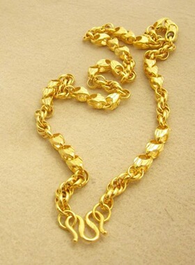 项链男士麦子豆豆麻花项链霸气黄