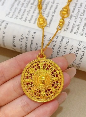 同款镂空八宝罗盘吊坠项链拉丝葫芦杵毛衣链送女友礼