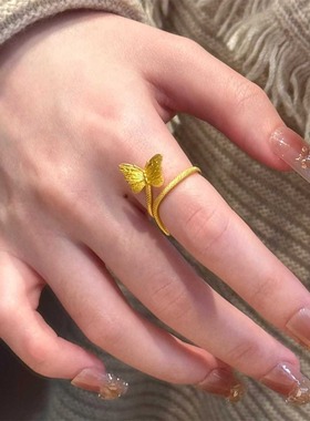 新款蝴蝶灵蛇缠绕戒指小众设计轻奢ins百搭气质时尚指环女