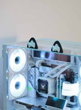 黑白蝴蝶结猫耳铃铛机箱装饰