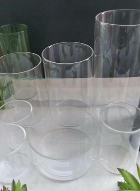 厂家直销高硼硅玻璃管耐热玻璃杯玻璃两通无底玻璃筒 玻璃防风罩