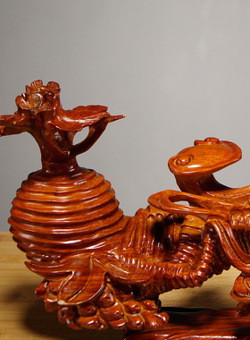 花梨木雕刻人生如意摆件家居客厅办公装饰工艺品生日店铺新居