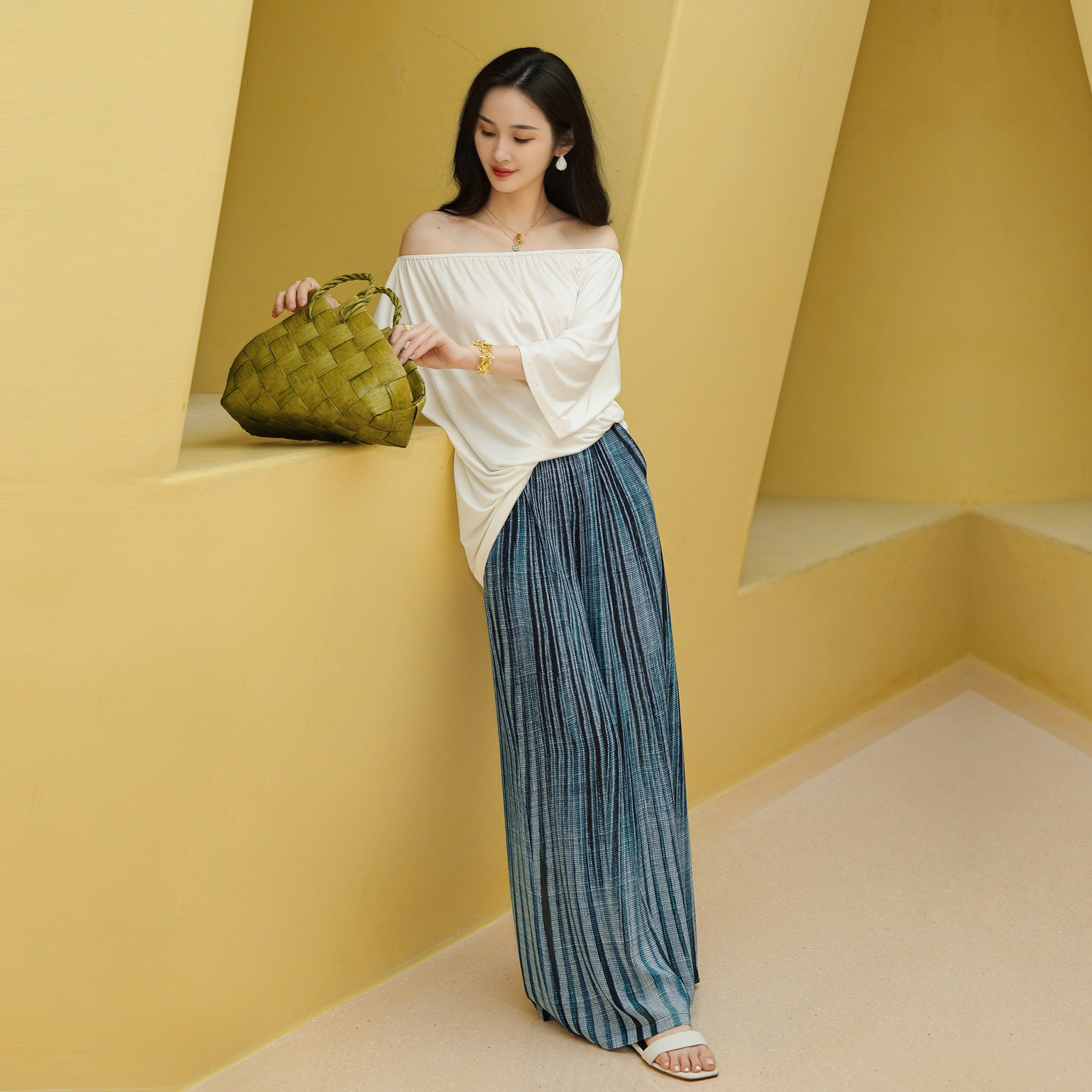 TU女装 雀翎翠 真丝高腰阔腿裤2026年新款桑蚕丝休闲裤子,淘宝优惠券,粉丝福利购,淘宝优惠卷