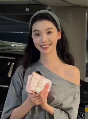发箍针织网红宽边灰色