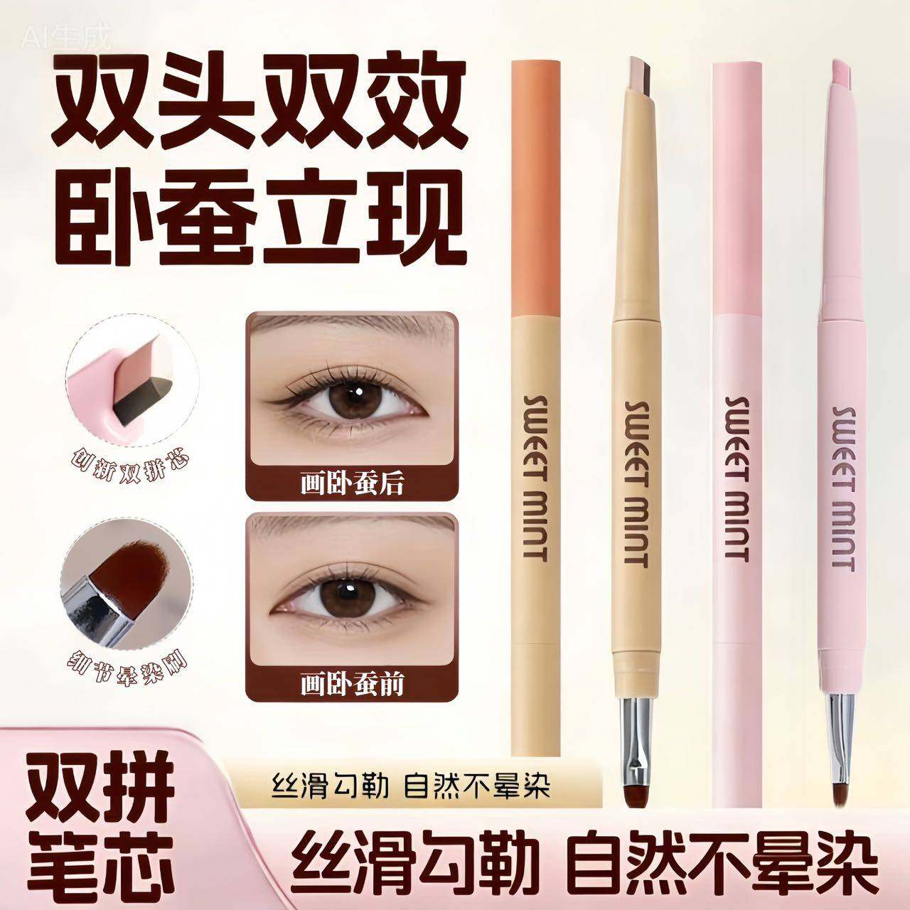 【适合新手】3d卧蚕笔双色双拼立体阴影提亮二合一妈生感同款,淘宝优惠券,粉丝福利购,淘宝优惠卷