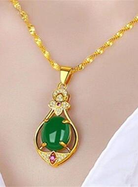 鑫宏飞心有灵犀项炼女高档沙金色吊坠高级感轻奢水滴形爱心锁骨炼