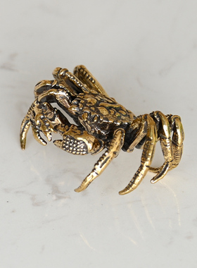 黄铜富甲天下螃蟹茶宠摆件