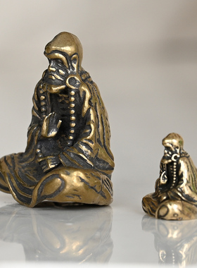 禅意达摩祖师实心黄铜摆件
