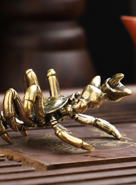 黄铜手把件摆件寓意横财将军螃蟹
