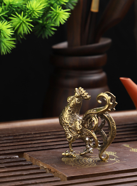 铜公鸡摆件黄铜福鸡金鸡报晓摆件