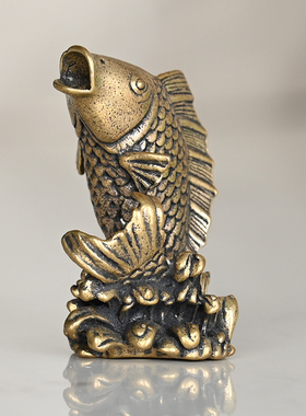 纯铜鲤鱼跃龙门摆件茶宠装饰工艺