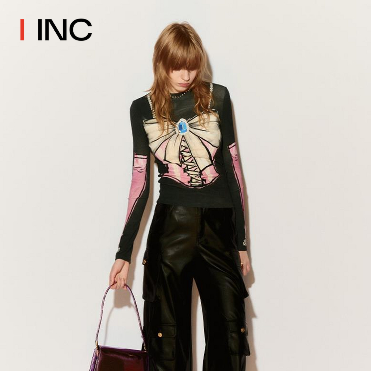 【FORDARE设计师品牌】IINC 24SS珍珠项链印花打底衫哈妮克孜同款 - 图1