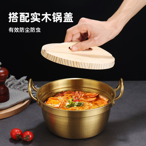 韩式304不锈钢双耳泡面锅煮面汤锅小火锅拉面锅燃气电磁炉专用 - 图2
