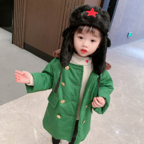 Old style military coat cotton green children both men and women treasure the same winter thickened Lei Feng hat Northeast Fried Street Kid padded jacket