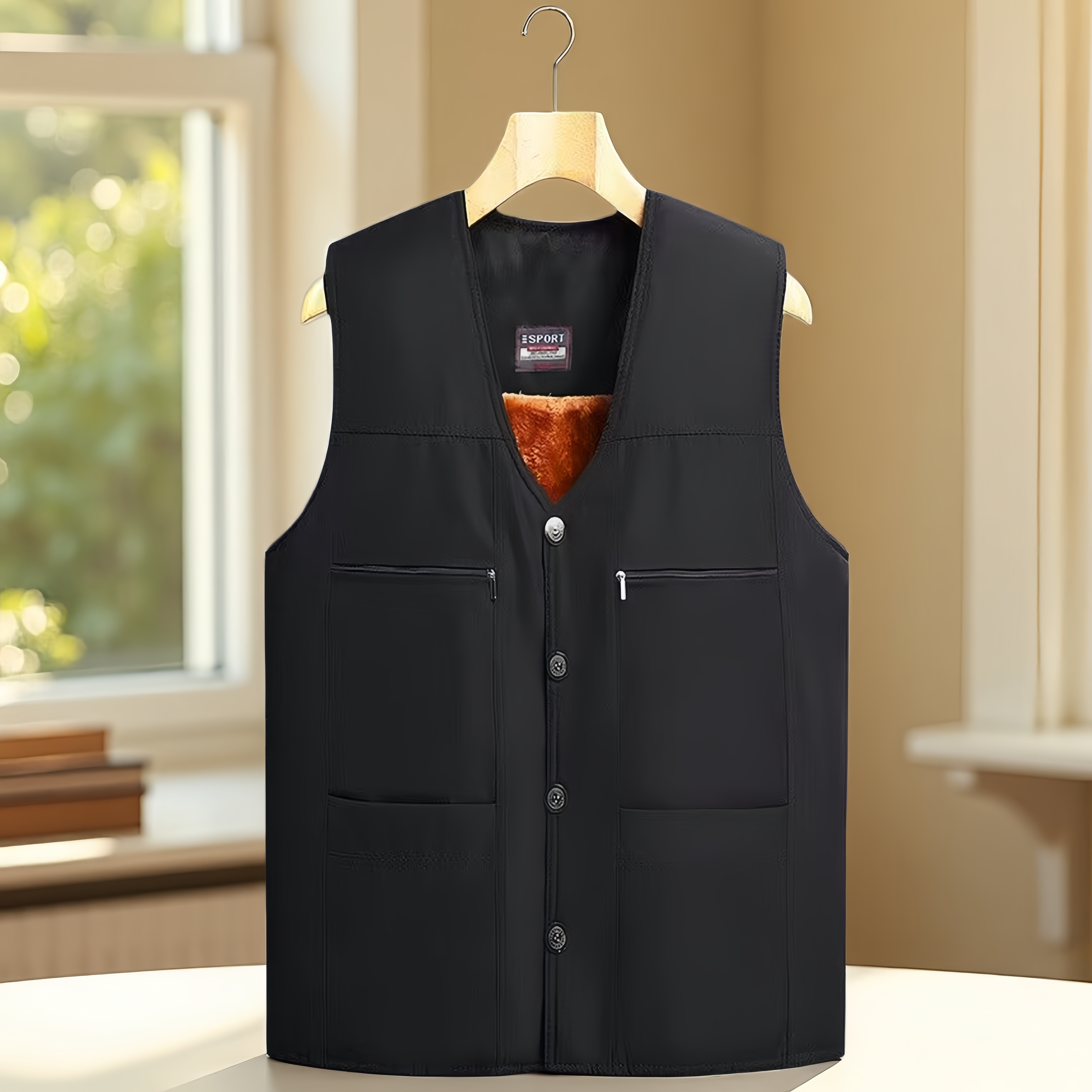 Men's quilted and fleece warm autumn and winter vest