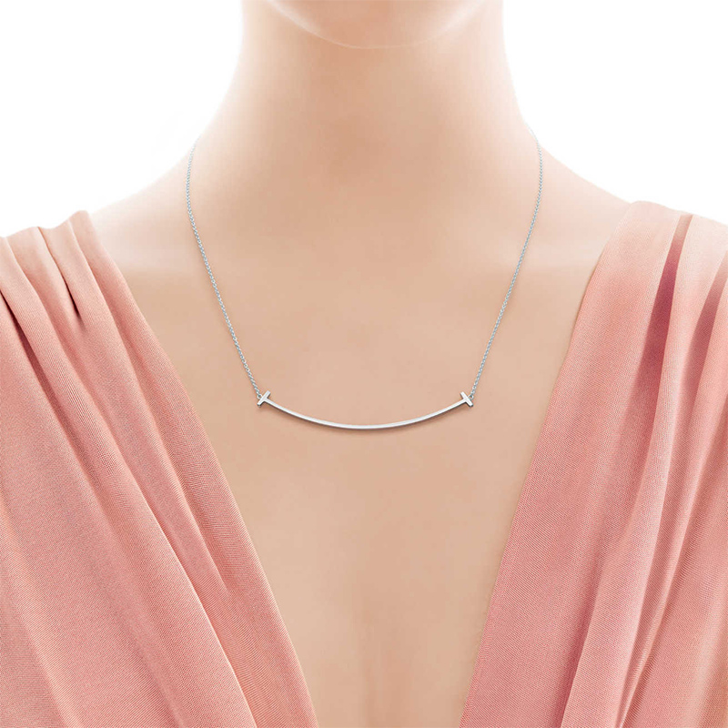 香港专柜Tiffany&Co.蒂芙尼RETURNTO系列925银经典双心形粉色项链 - 图0