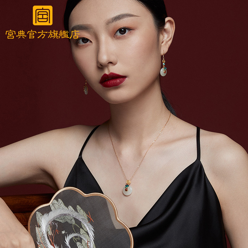 宫典国潮平安扣纯银女妈妈款复古 宫典珠宝项链