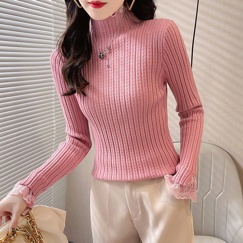 配皮草的内搭小衫蕾丝 优姿欣毛针织衫