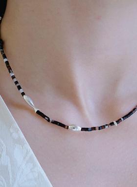 纯银小鱼×黑色碧玺