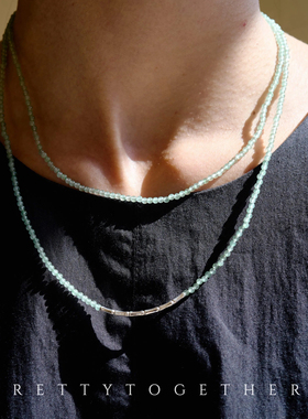 双层叠戴竹节玉石项链女夏