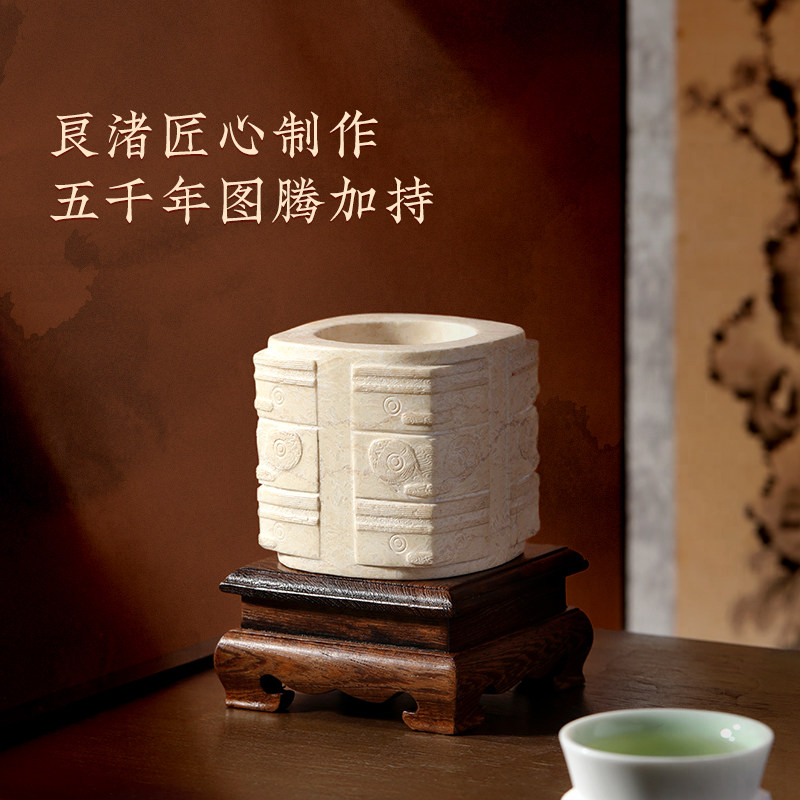 良渚博物院玉琮玉器玉石雕刻文物桌面摆件工艺品送长辈新年礼物