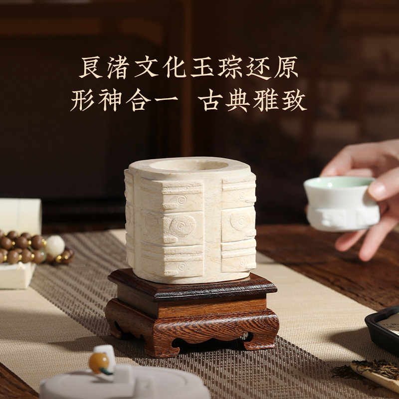 良渚博物院玉琮玉器玉石雕刻文物桌面摆件工艺品送长辈新年礼物