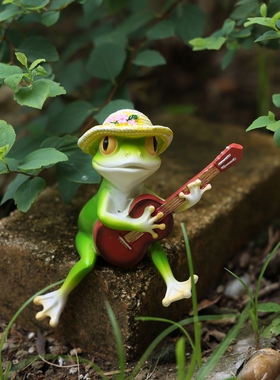 创意悠闲的青蛙摆件花园橱窗装饰