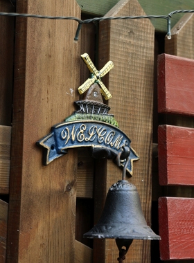 复古铸铁风车门铃挂件铁艺铃铛