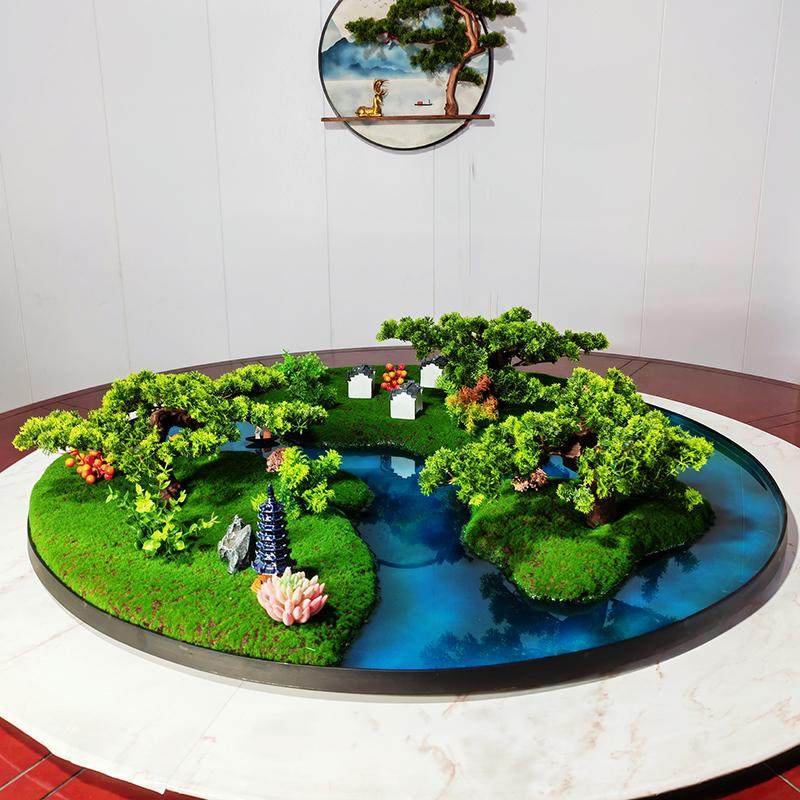 新中式餐桌花艺摆件餐厅大圆桌中间转盘摆件装饰品餐桌沙盘摆花,淘宝优惠券,粉丝福利购,淘宝优惠卷