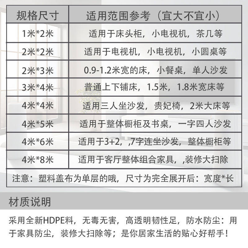家具防尘布遮盖沙发防尘罩床盖布床罩塑料布家用客厅遮灰布遮尘,淘宝优惠券,粉丝福利购,淘宝优惠卷