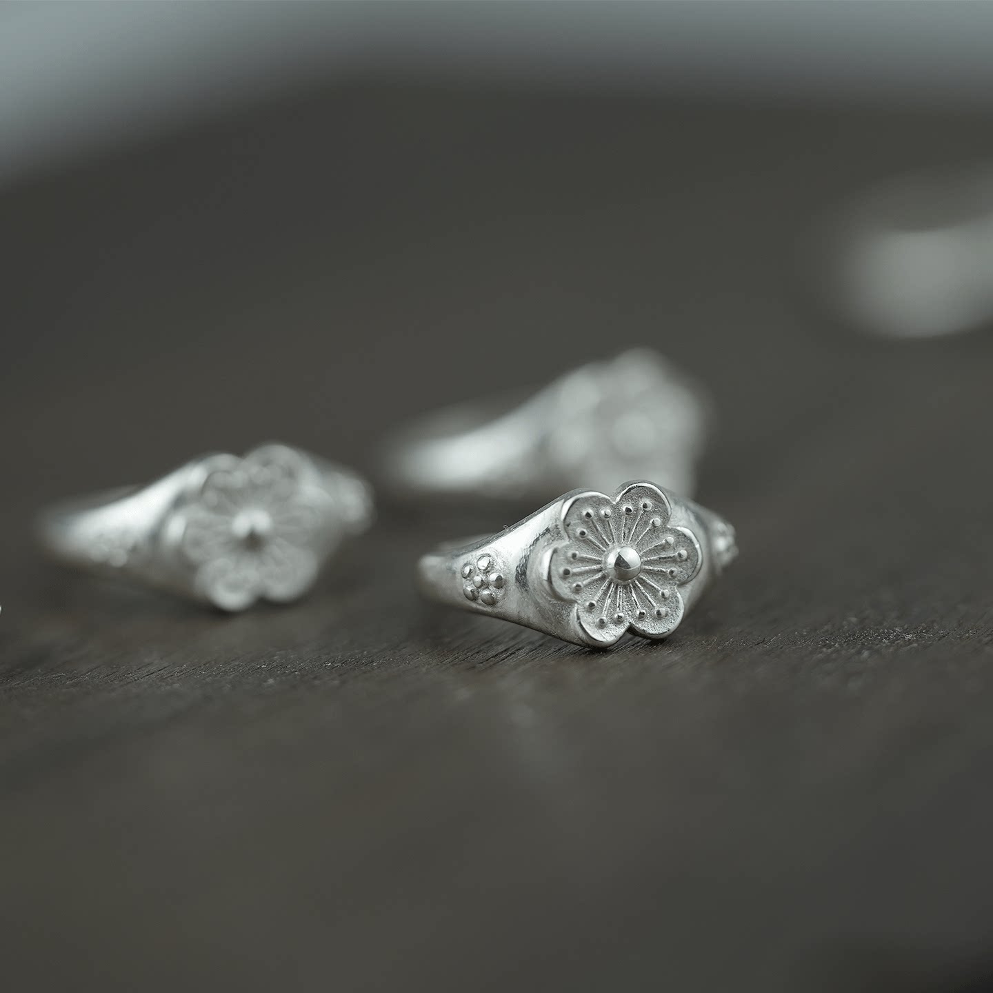 999 sterling silver plum blossom ring Republic of China Chinese style tail ring