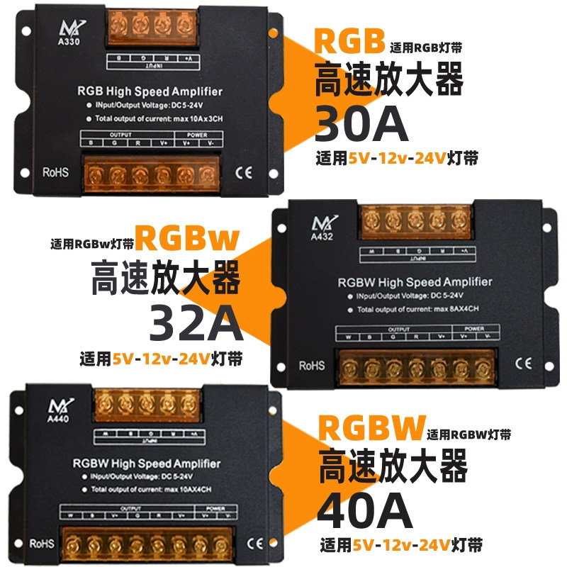 led低压pwm灯带rgbcw3路4路5路高速大功率信号放大器中继器5-24V - 图0