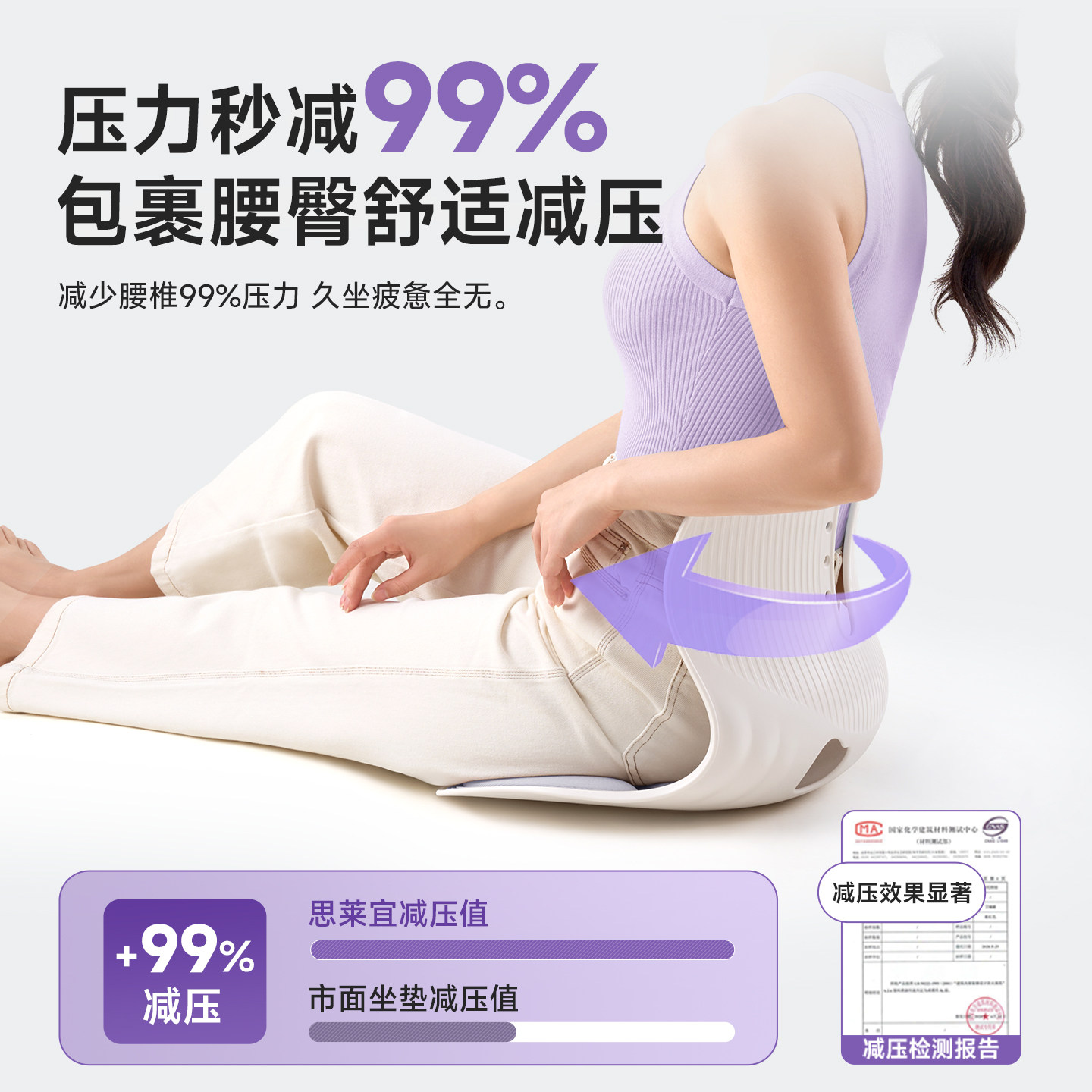 思莱宜护腰坐垫久坐神器人体工学腰部支撑矫姿办公座椅靠背垫一体,淘宝优惠券,粉丝福利购,淘宝优惠卷