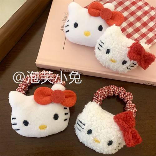 虞书欣同款头饰kitty猫发夹大号发圈可爱少女编发发绳甜美发饰品-图1