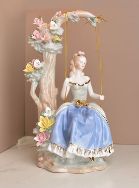 欧式陶瓷工艺品女摆设现代家居客厅卧室装饰品酒柜电视柜摆件礼物