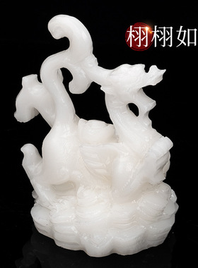 天然白玉四神兽招财摆件