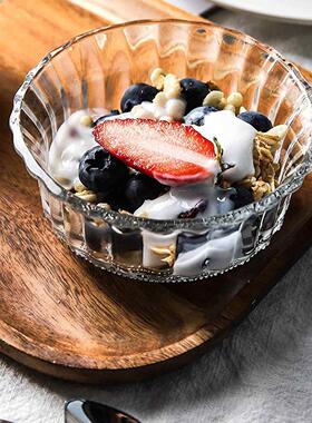 玻璃碗水晶石粗盐摆件容器加厚罐